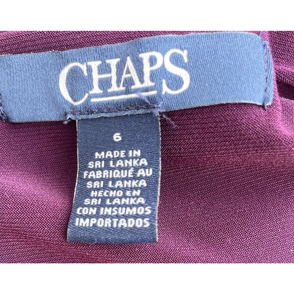 Chaps Dress Faux Wrap Long Maxi Stretchy Size 6 Purple Jersey Sleeveless - Picture 7 of 7